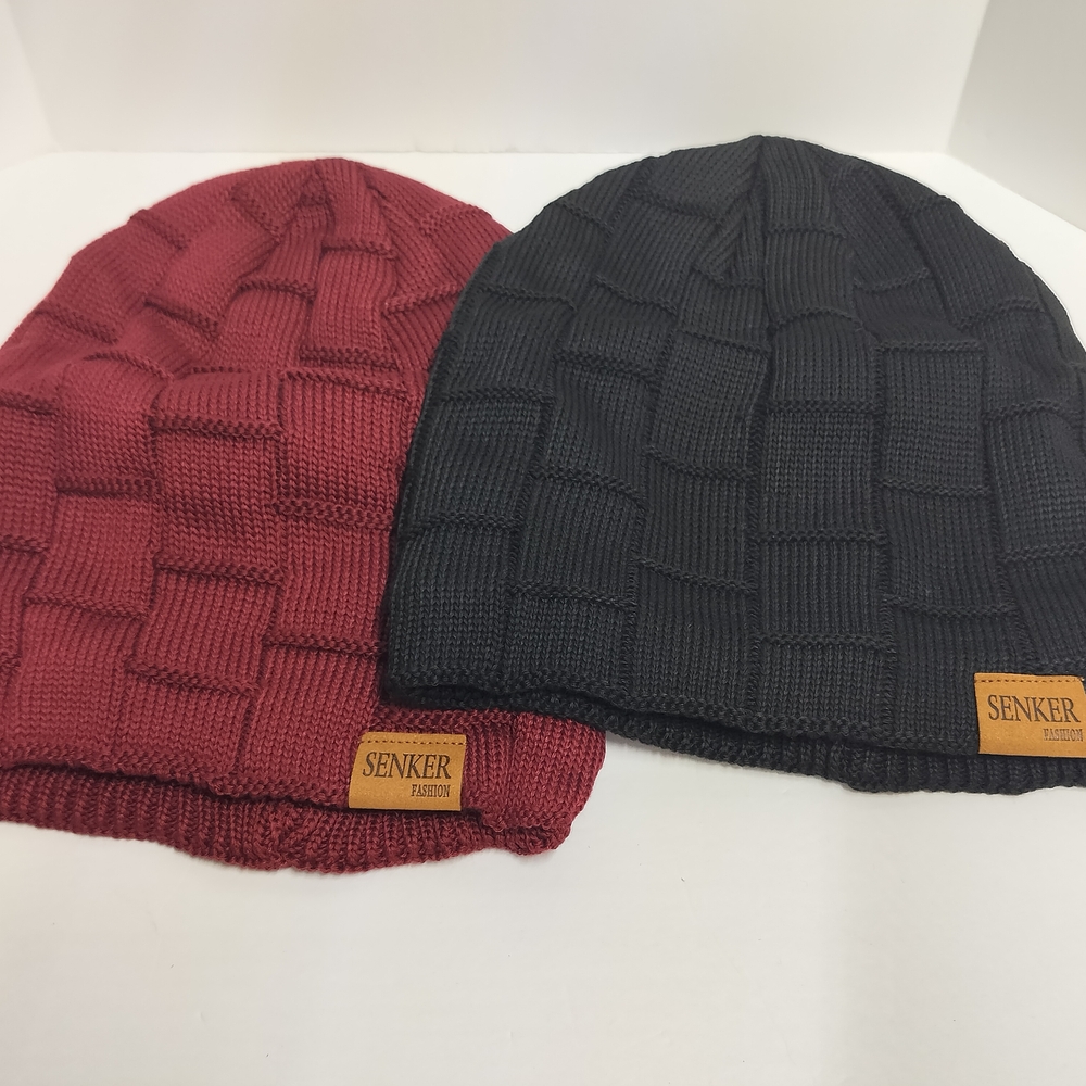 SENKER Fashion Knit Beanies - Red and Black